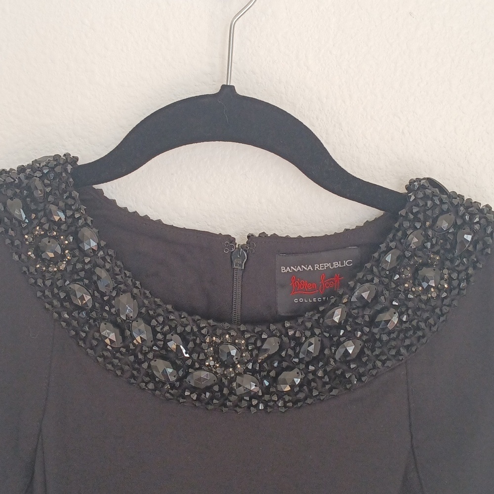 NWT Banana Republic x L Wren Scott Shift Dress Size 8 Black Sleeveless Beaded
